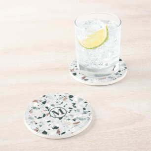 Porta-copos Padrão de Abstrato Terrazzo do Monograma Moderno