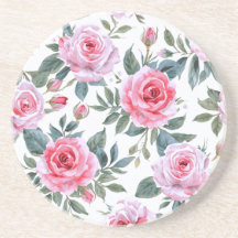 Padrão de aquarela Cottagecore com rosa cor-de-ros
