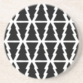 Porta-copos Padrão de árvore de Natal preto e branco minimalis