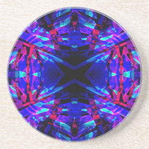 Porta-copos Padrão de caleidoscópio azul e vermelho