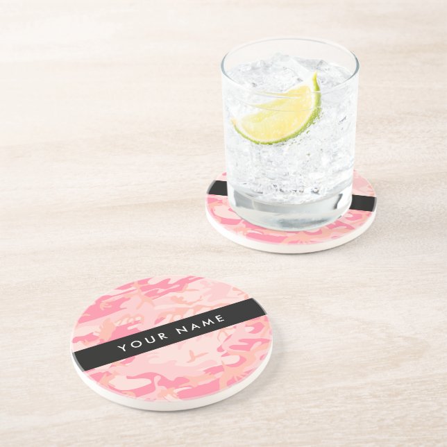 Porta-copos Padrão de Camuflagem Rosa, Seu nome, Personalize (Lateral)