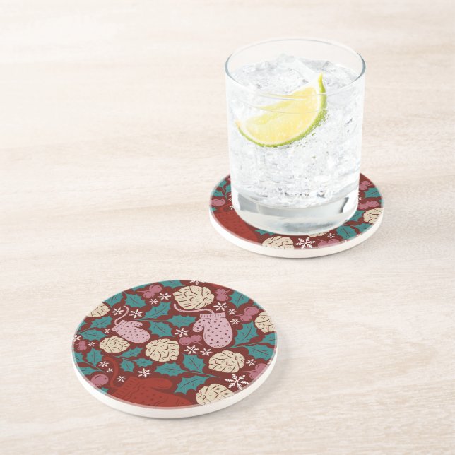 Porta-copos Padrão de Charme de Natal Retro Cozy (Lateral)