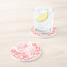 Porta-copos Padrão de Coração Vermelho e Rosa