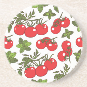 Porta-copos Padrão de cozinha sem costura de tomate Basil
