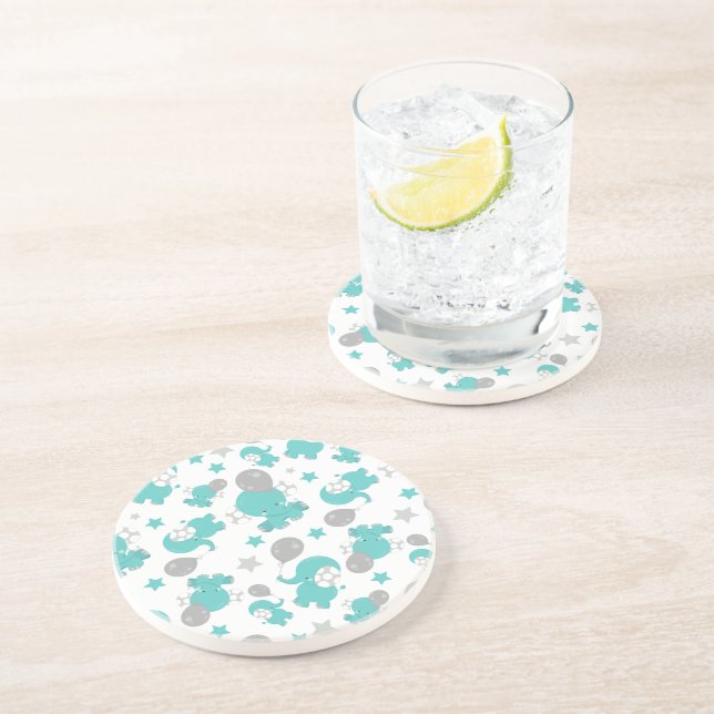 Porta-copos Padrão De Elefantes Azuis, Elefantes Cutes, Estrel (Lateral)