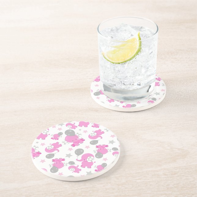 Porta-copos Padrão De Elefantes Rosa, Elefantes Cutes, Estrela (Lateral)