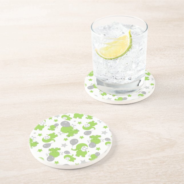 Porta-copos Padrão De Elefantes Verdes, Elefantes Cutes, Estre (Lateral)