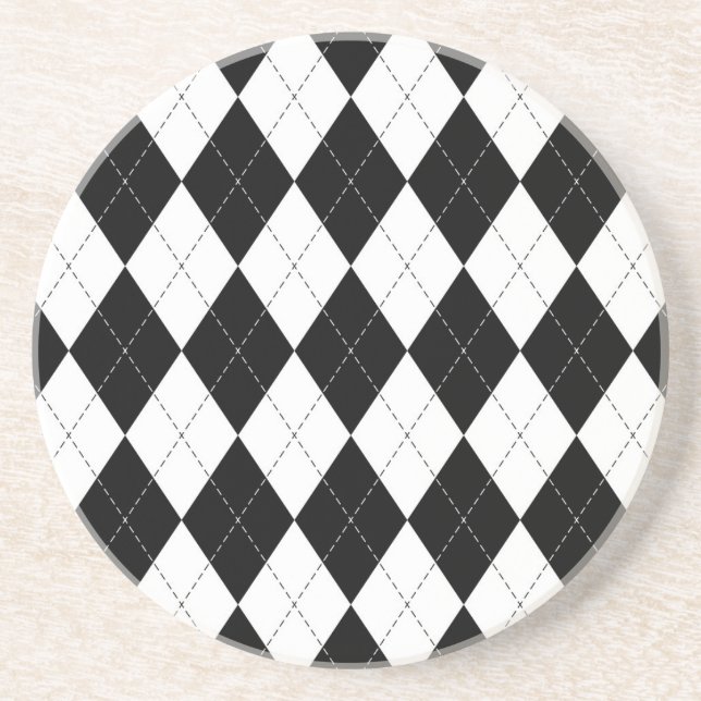 Porta-copos Padrão de Estilo Geométrico Branco Preto (Frente)