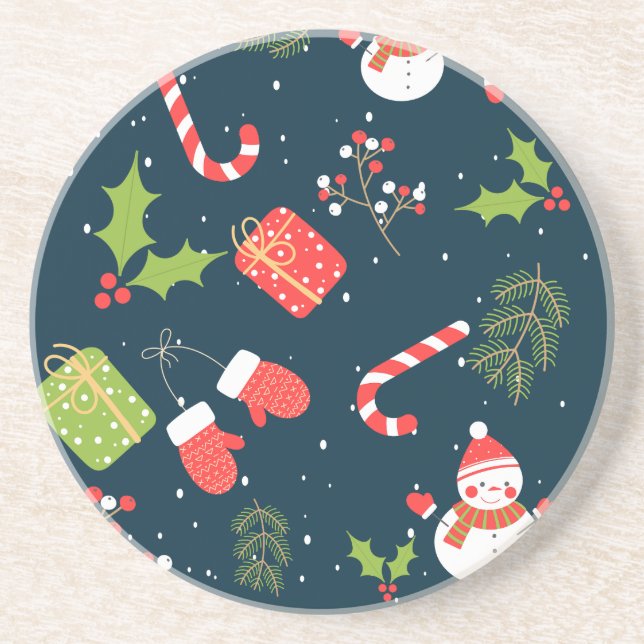 Porta-copos Padrão de Feriado de Snowman Cute de Natal (Frente)