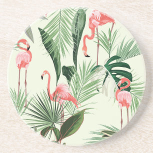 Porta-copos Padrão de Flores Exóticas Flamingo Rosa