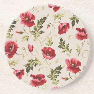 Porta-copos Padrão de flores papoulas vermelhas brilhantes vin