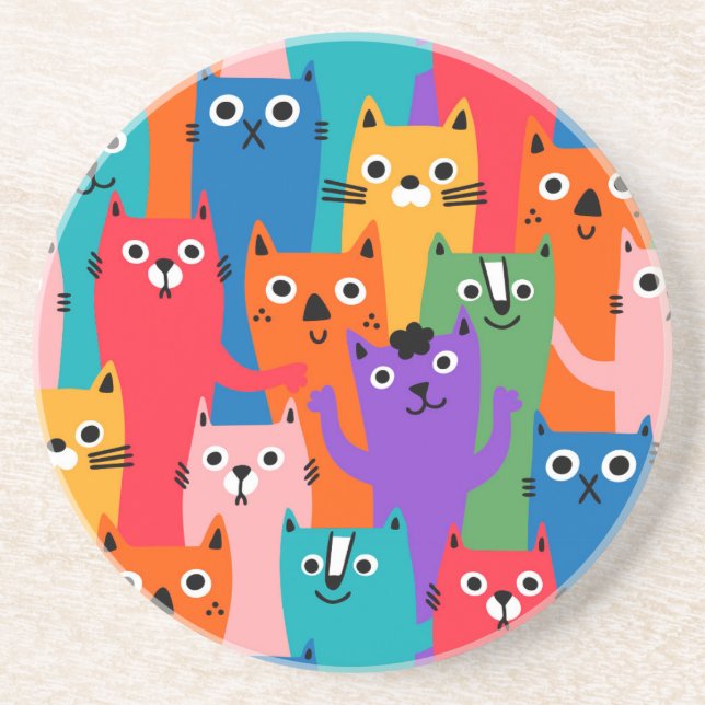 Porta-copos Padrão de gatos coloridos (Frente)