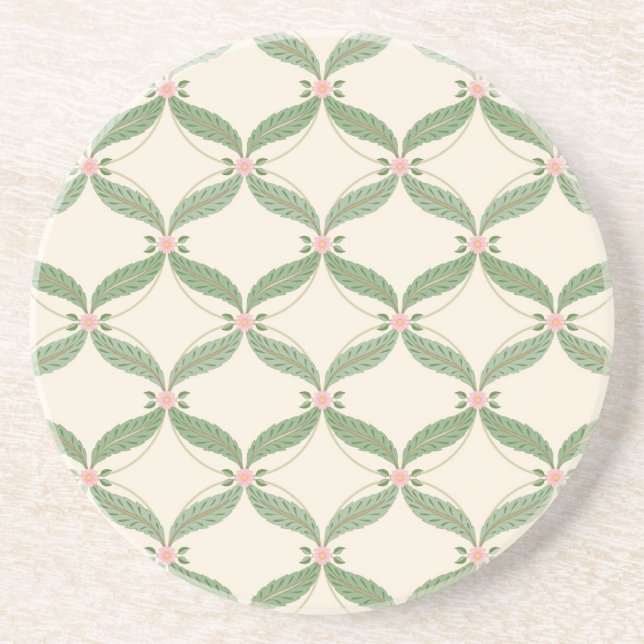 Porta-copos Padrão de Grade de Flores de Folhas Simples (Frente)