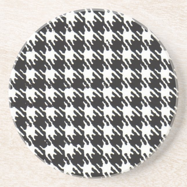 Porta-copos Padrão de houndstooth preto e branco personalizáve (Frente)