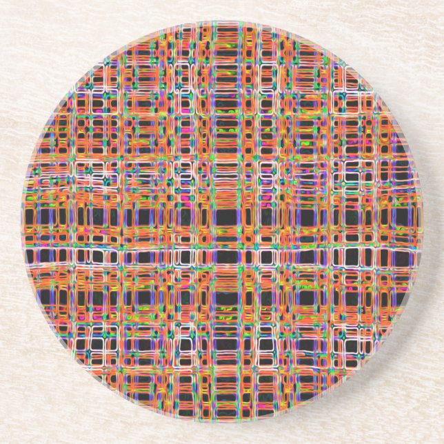 Porta-copos Padrão de linhas de néon laranja (Frente)