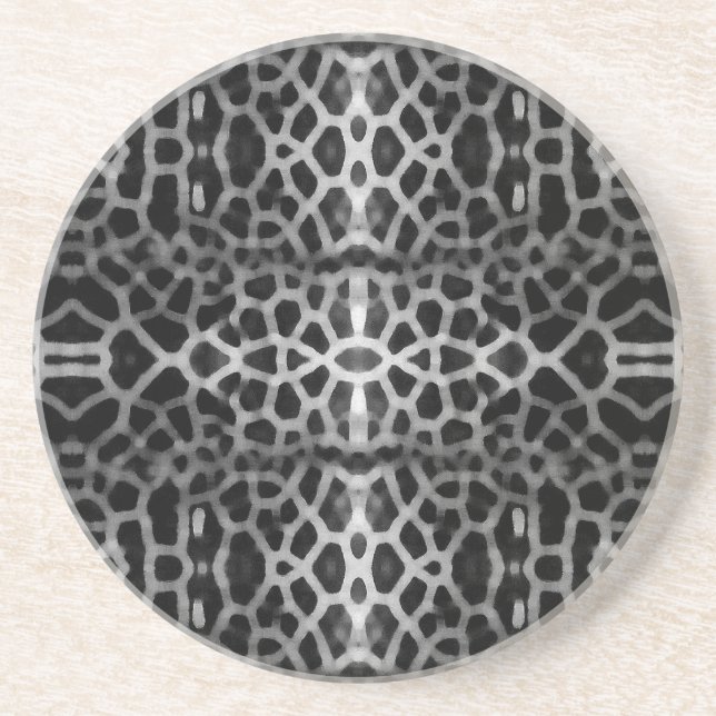 Porta-copos Padrão de malha em preto e branco (Frente)