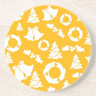 Porta-copos Padrão de Natal Amarelo