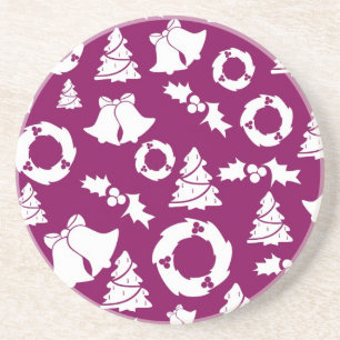 Porta-copos Padrão de Natal Roxo