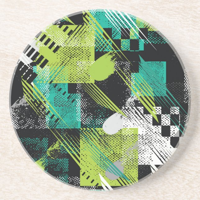 Porta-copos Padrão de stripes de pontos geométricos de abstrat (Frente)