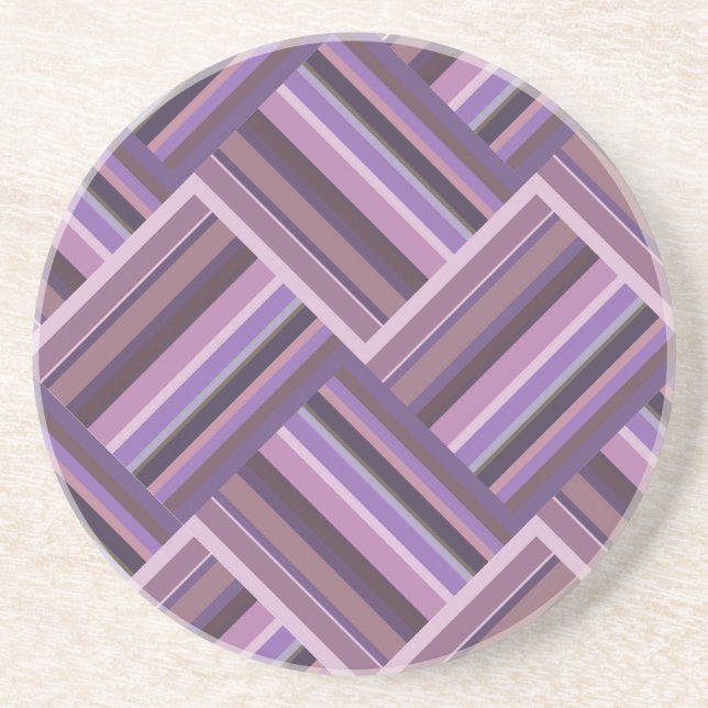 Porta-copos Padrão de tecelagem diagonal das faixas de Mauve (Frente)
