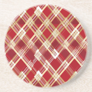 Porta-copos Padrão de Xadrez Vermelho e Branco Diagonal Modern