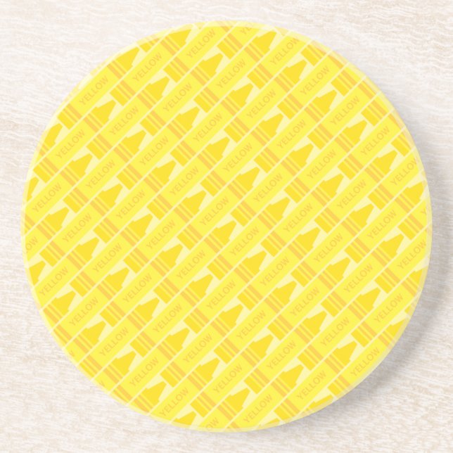Porta-copos Padrão Divertido de Lápis de Cor Amarelo (Frente)