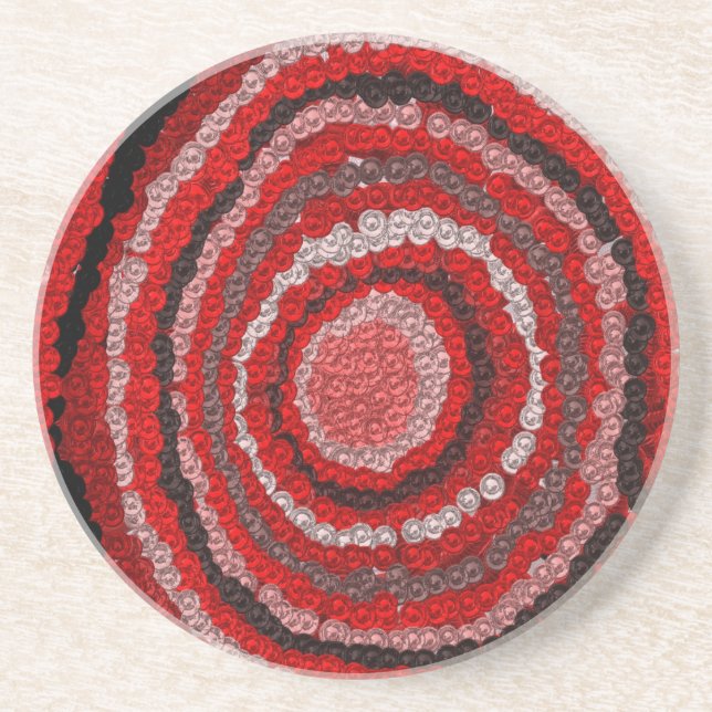 Porta-copos Padrão do Designer Circular Vermelho (Frente)