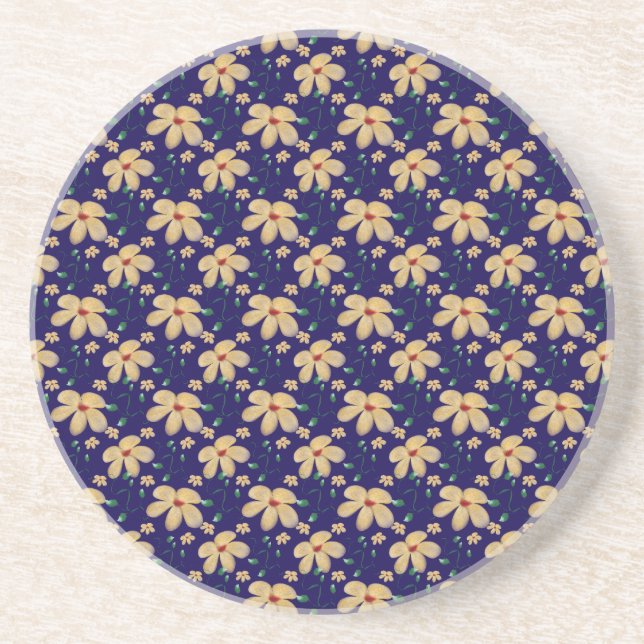 Porta-copos Padrão floral amarelo (Frente)