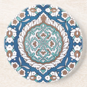 Porta-copos Padrão Floral Azul Turquesa Marroquino Vintage