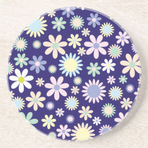 Porta-copos Padrão Floral de Fundo Azul