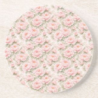 Porta-copos Padrão Floral de Peônia em Aquarela Suave Sem Cost