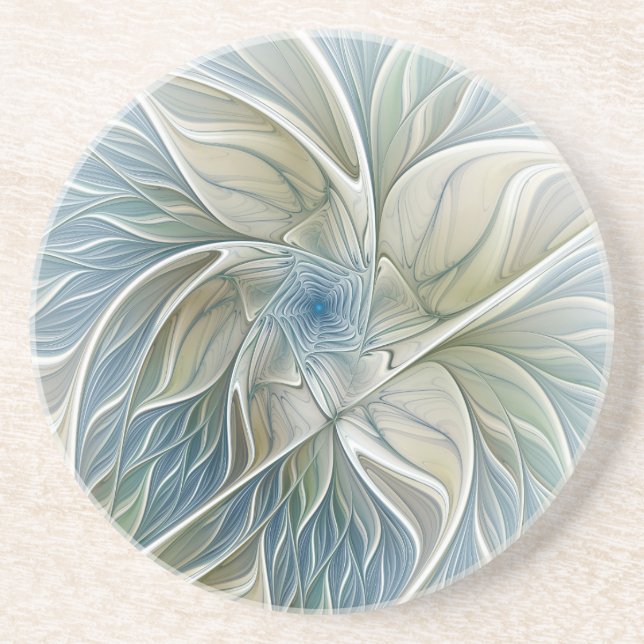 Porta-copos Padrão Floral Sonho Abstrato Caqui Azul Fractal (Frente)