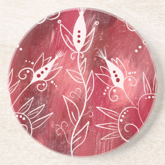 Porta-copos Padrão Floral Vermelho E Branco