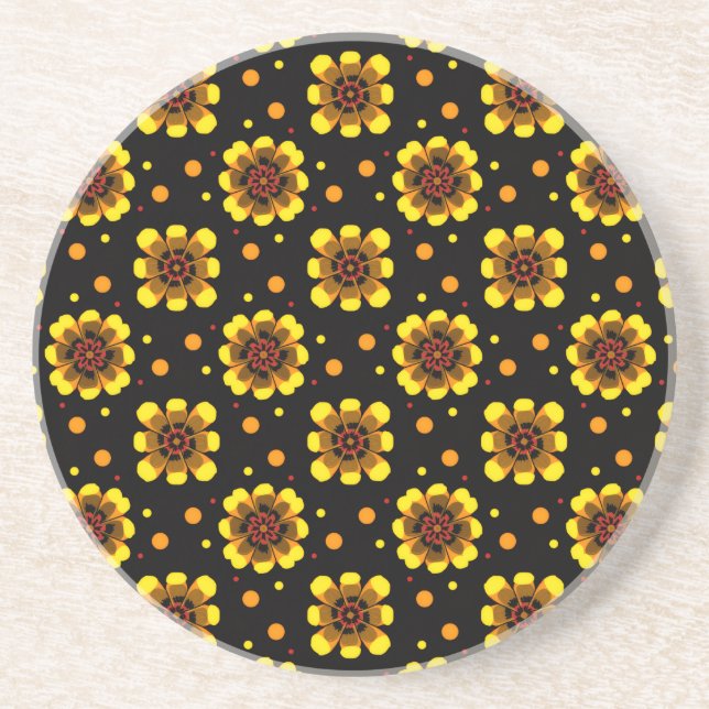 Porta-copos Padrão Groovy 70s Daisy Flower Power (Frente)