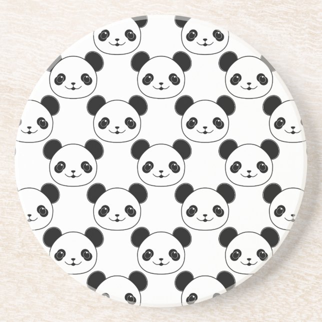 Porta-copos Padrão Kawaii Panda Em Preto E Branco (Frente)