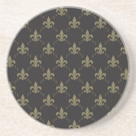Porta-copos Padrão Luxurioso Black Fleur De Lis Dourado