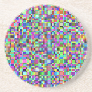 Porta-copos Padrão Multicolorido de Formas de Quadrados Abstra
