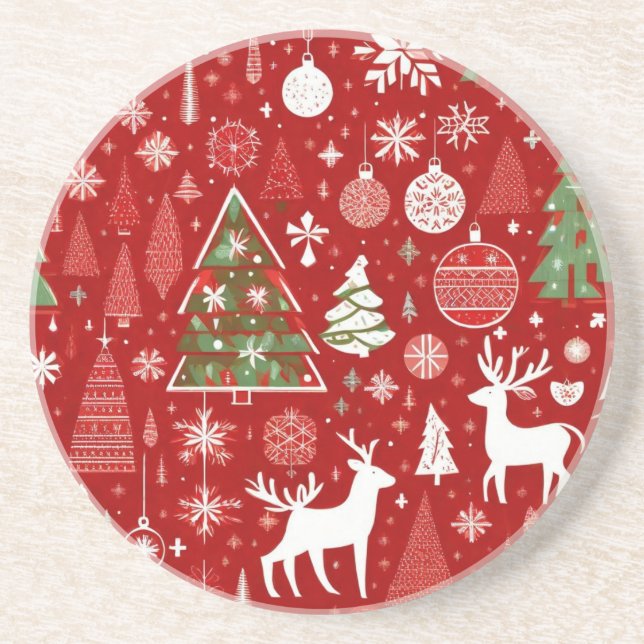 Porta-copos Padrão natalino papais noeis de neve cinza decadên (Frente)