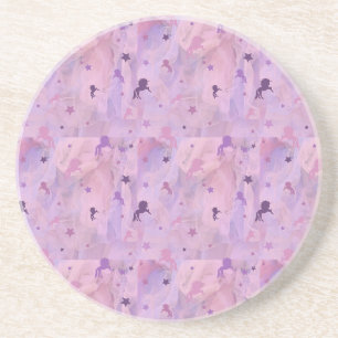 Porta-copos padrão rosa e roxo de unicórnio e estrelas