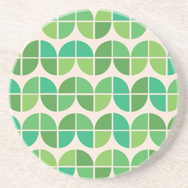 Porta-copos Padrão Verde Geométrico do meio século (Frente)