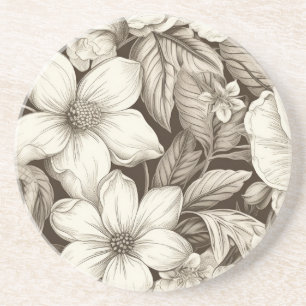 Porta-copos Padrão Vintage Floral Sepia (6)