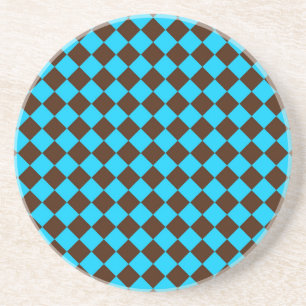 Porta-copos Padrão Xadrez Diamante Azul Marrom