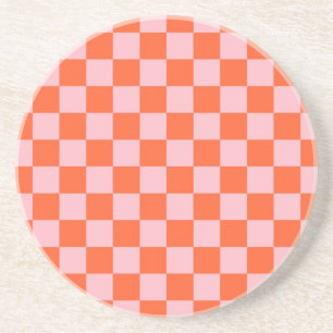 Porta-copos Padrão Xadrez Laranja e Rosa