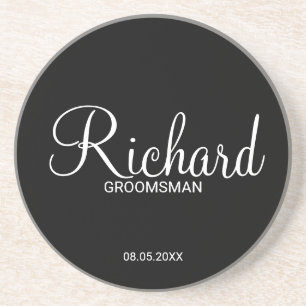 Porta-copos Padrinho de casamento Personalizado Branco e Preto