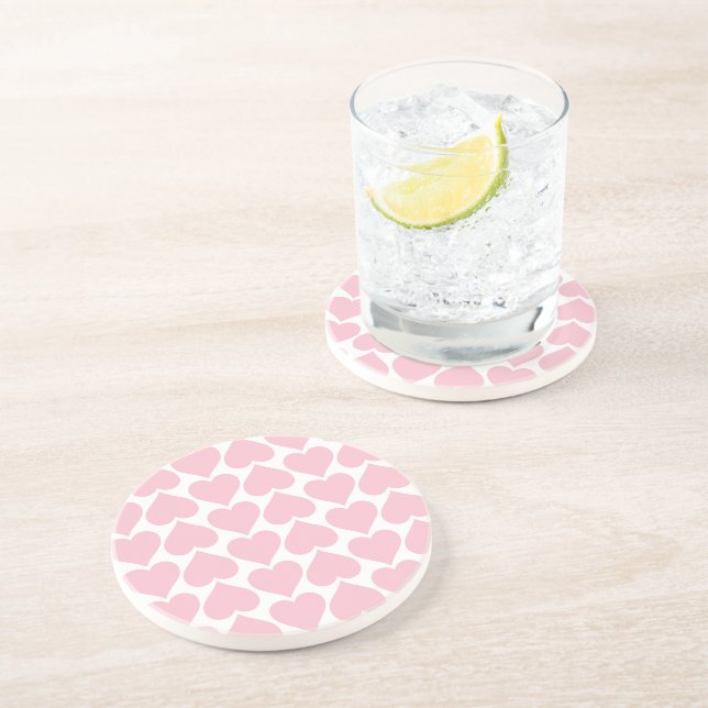 Porta-copos Padrões de Coração Rosa, Romântico, Amor (Lateral)