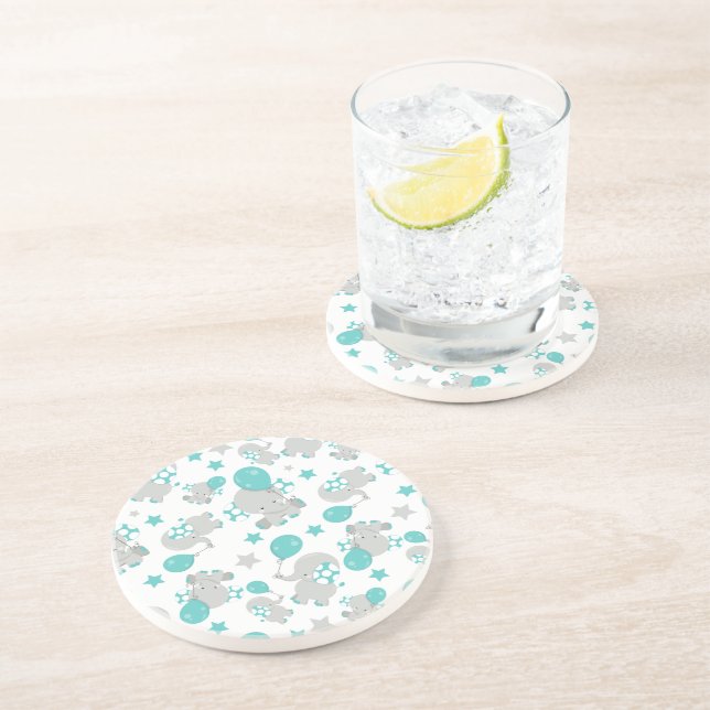 Porta-copos Padrões De Elefantes, Elefantes Bonitos - Cinzas A (Lateral)