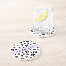 Porta-copos Padrões de pata, patas de cão, preto e branco, seu
