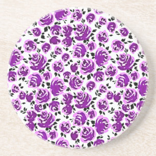 Porta-copos Padrões de rosa violeta branca