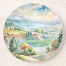 Paisagem Montanhosa em Aquarela