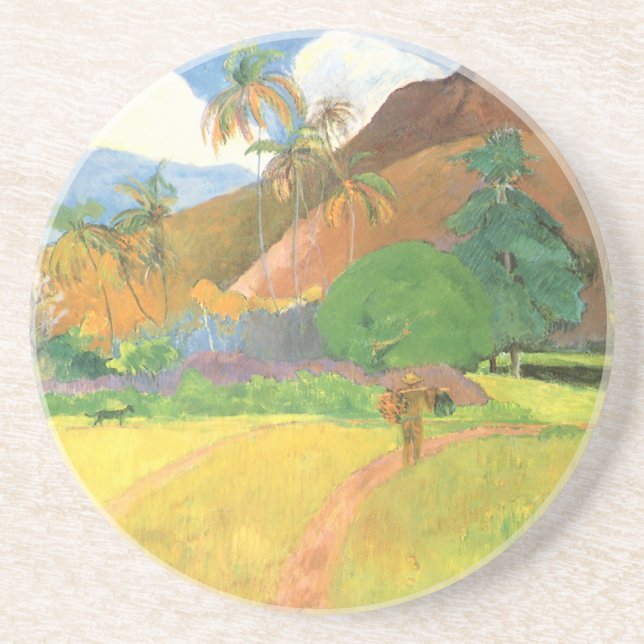 Porta-copos Paisagem Taitiana, Montanhas Tahiti, Paul Gauguin (Frente)